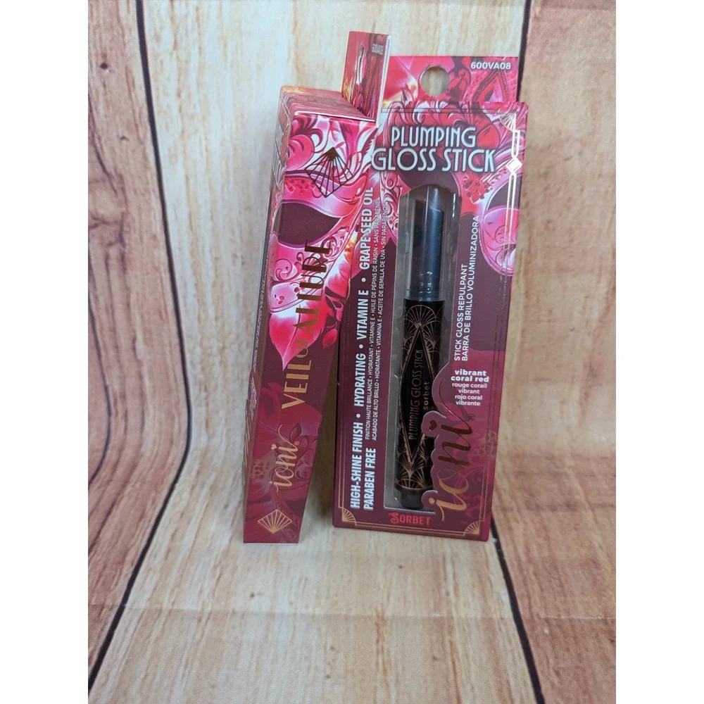 2 PK Ioni Veil of Allure Plumping Lip Gloss Stick Sorbet Vibrant Coral Red